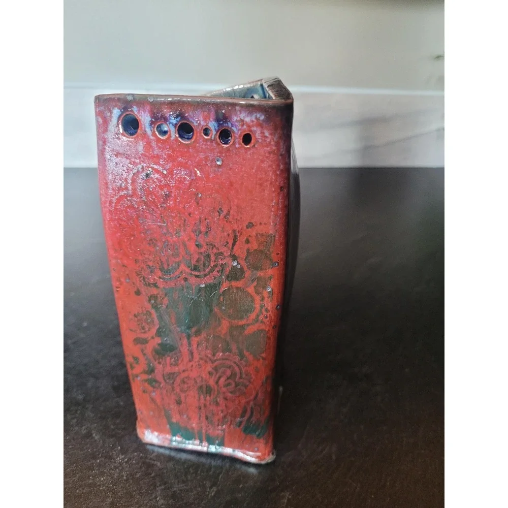 Gothic Romantic JOSIE Signed Studio Pottery Vase  Ceramic Art Vase Artisan Decor